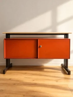 Enfilade en Métal Orange par Ettore Sottsass pour Olivetti, Italie, 19