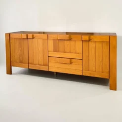 Enfilade en orme massif circa 1970-80 attribuée à Maison REGAIN