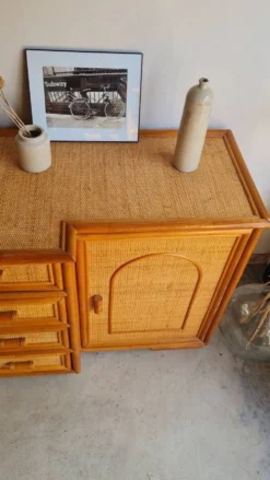 Enfilade en rotin, circa années 70