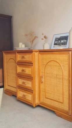 Enfilade en rotin, circa années 70
