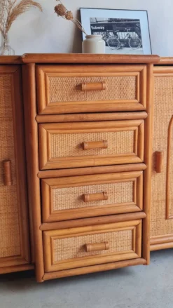 Enfilade en rotin, circa années 70