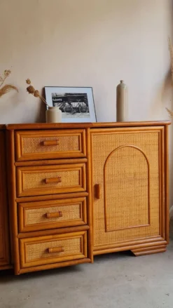 Enfilade en rotin, circa années 70