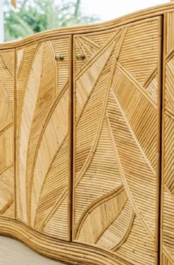 Enfilade « feuilles » en rotin