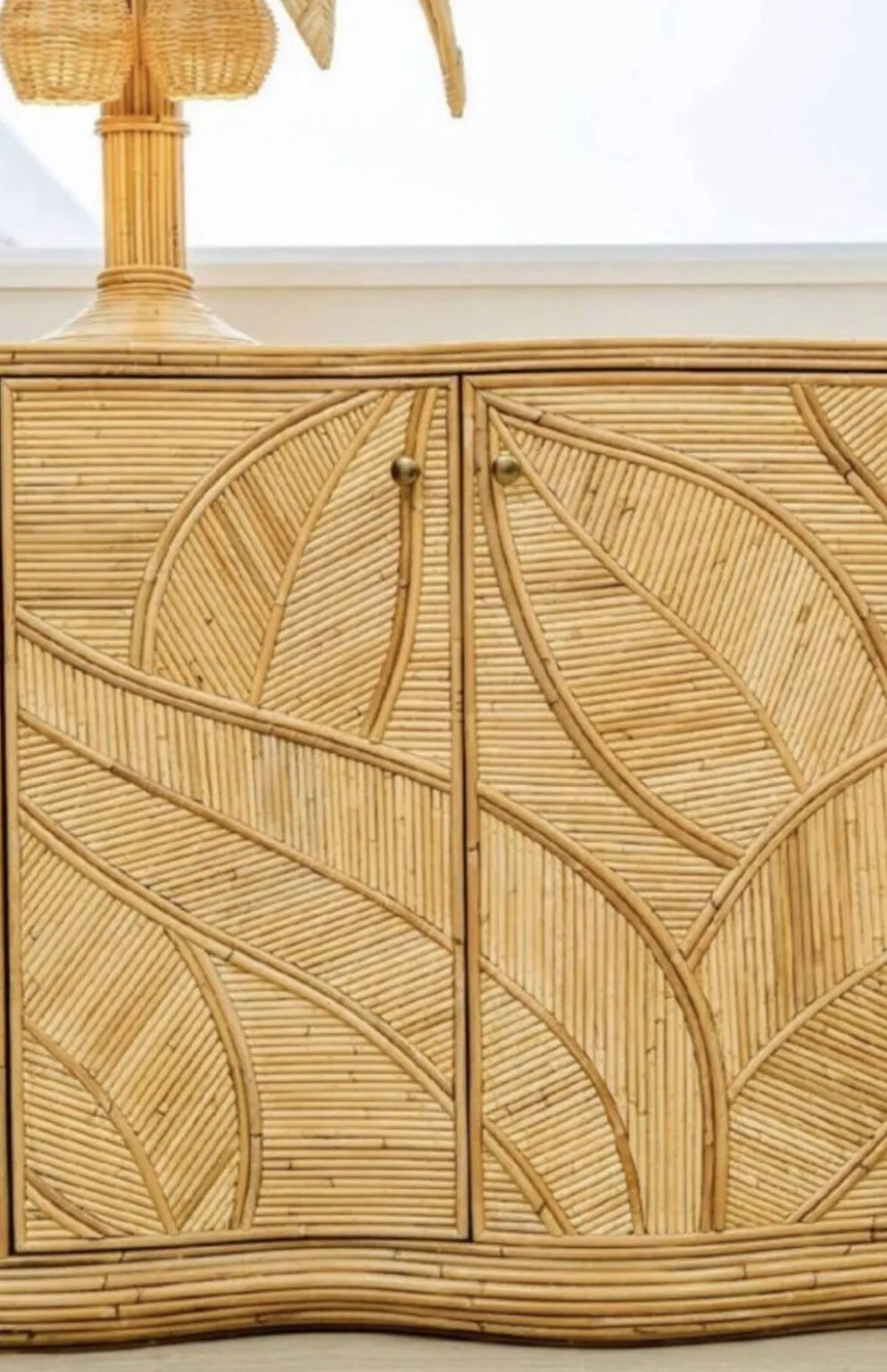 Enfilade « feuilles » en rotin