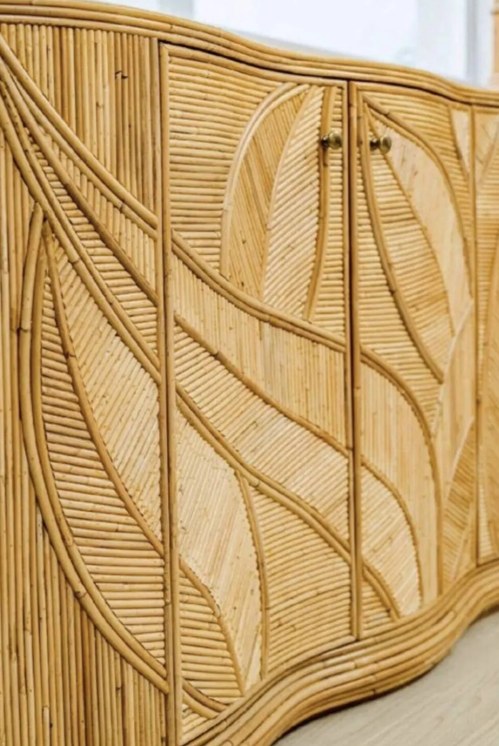 Enfilade « feuilles » en rotin