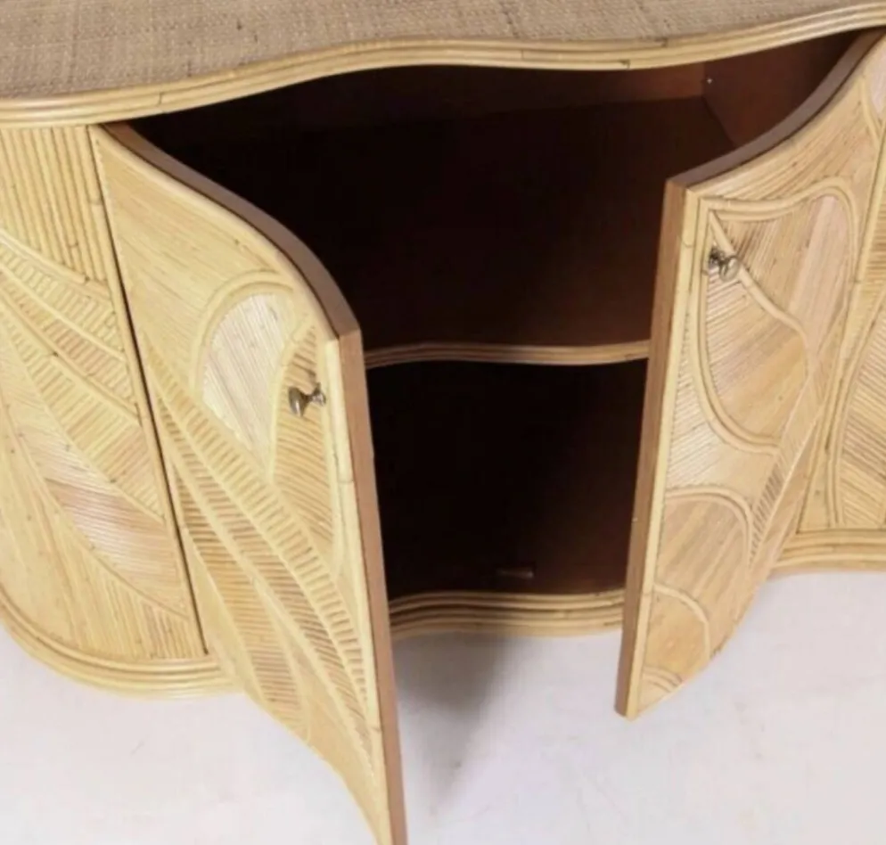 Enfilade « feuilles » en rotin