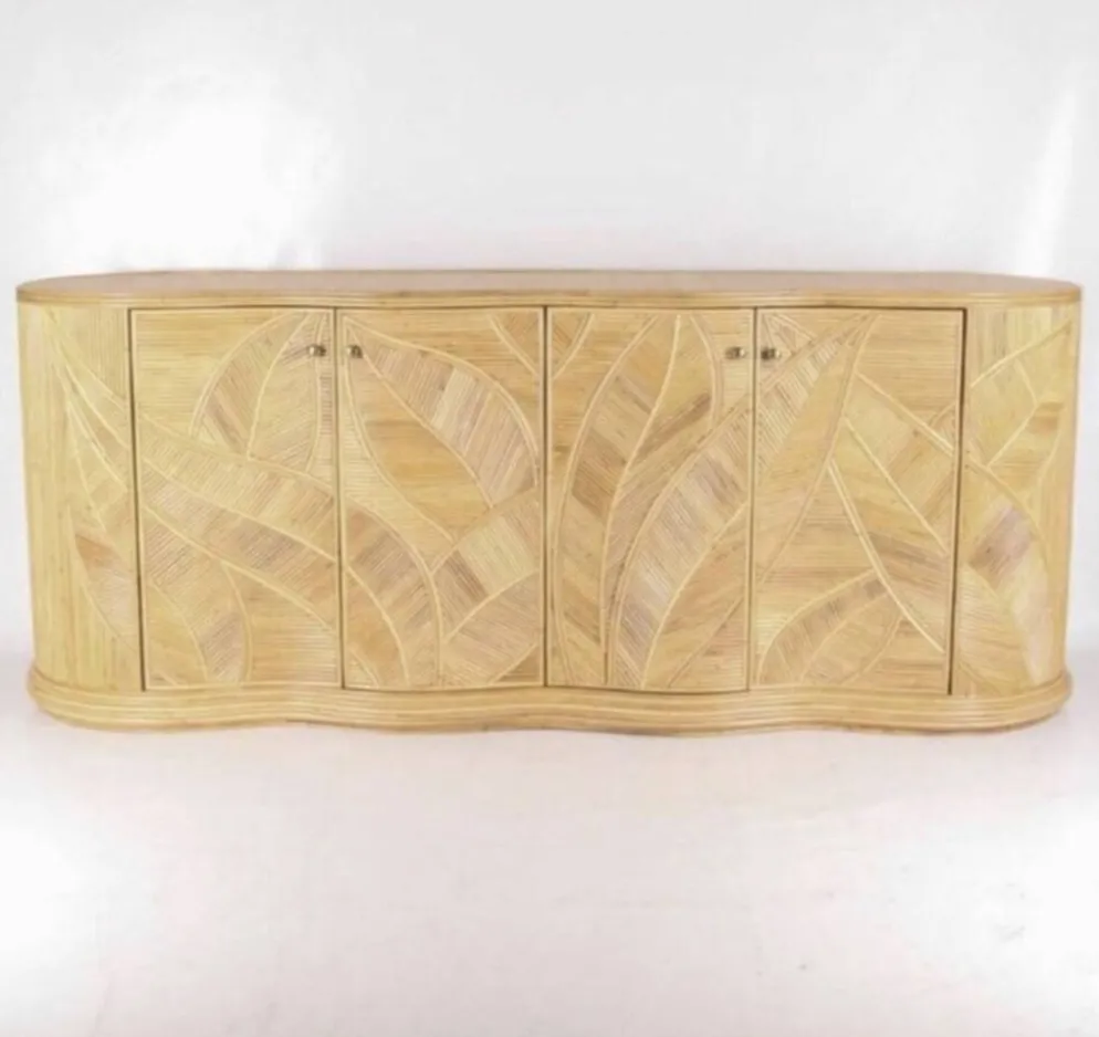 Enfilade « feuilles » en rotin