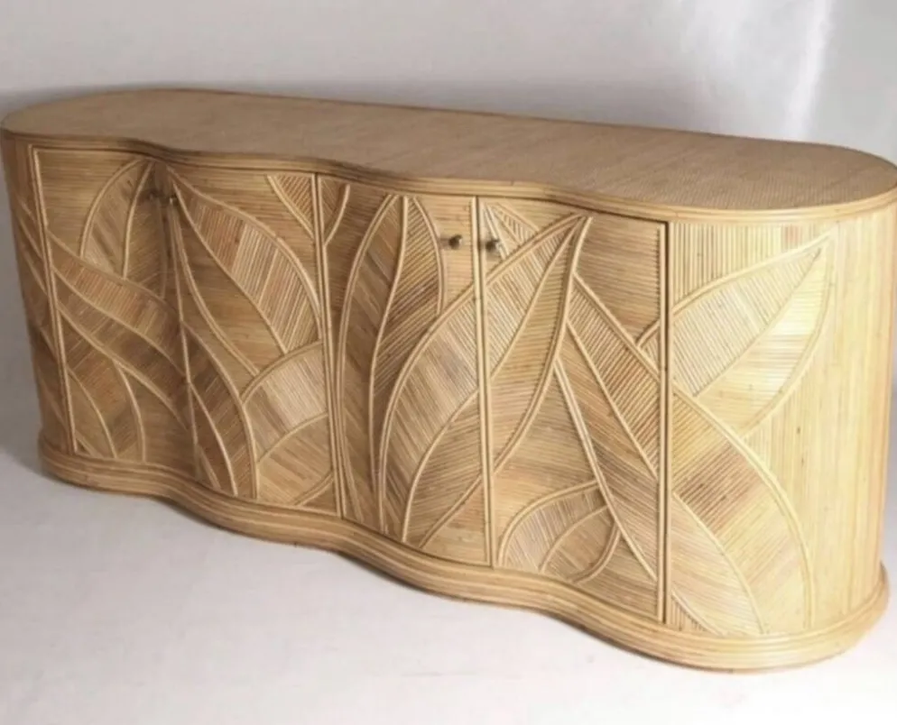 Enfilade « feuilles » en rotin