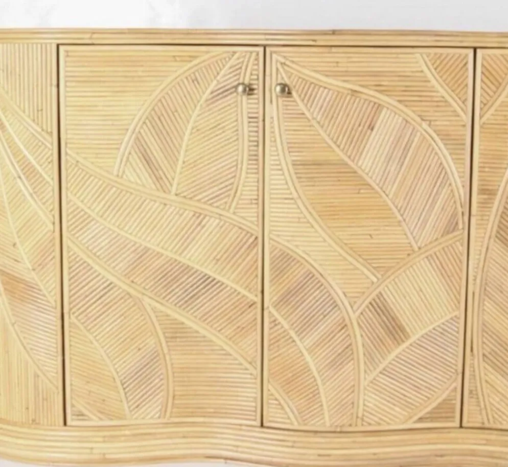 Enfilade « feuilles » en rotin