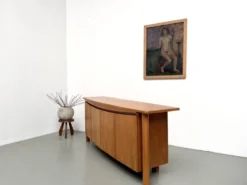 Enfilade galbée Maison Regain en orme massif, 1970