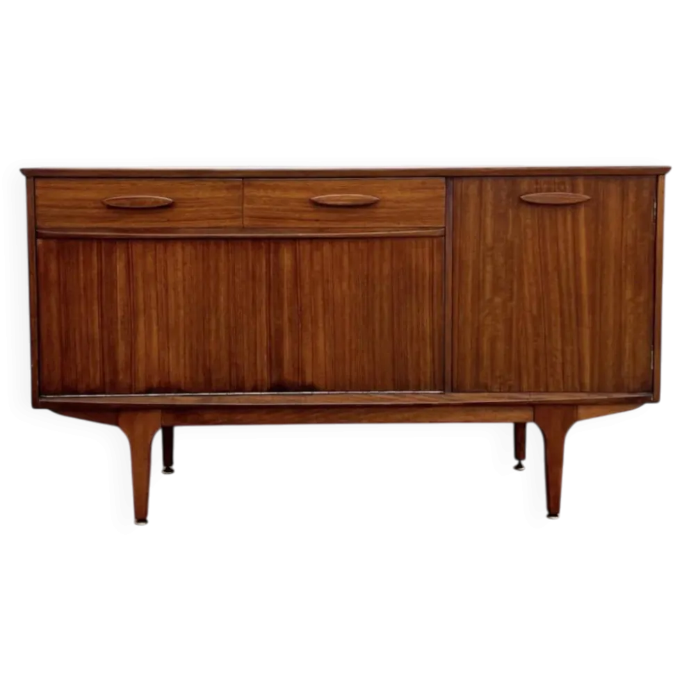 Enfilade Jentique en teck — 1 porte, 2 tiroirs & abattant bar, Angleterre années 50-60