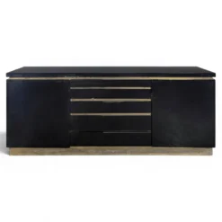 Enfilade laquée noire de Jean Claude Mahey