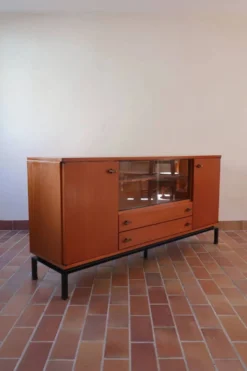 Enfilade Marcel Gascoin en teck, édition Alvéole, années 60