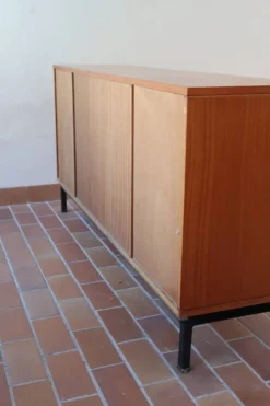 Enfilade Marcel Gascoin en teck, édition Alvéole, années 60