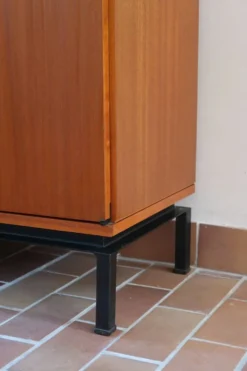 Enfilade Marcel Gascoin en teck, édition Alvéole, années 60