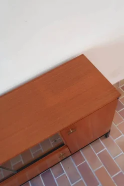 Enfilade Marcel Gascoin en teck, édition Alvéole, années 60