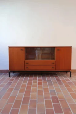 Enfilade Marcel Gascoin en teck, édition Alvéole, années 60