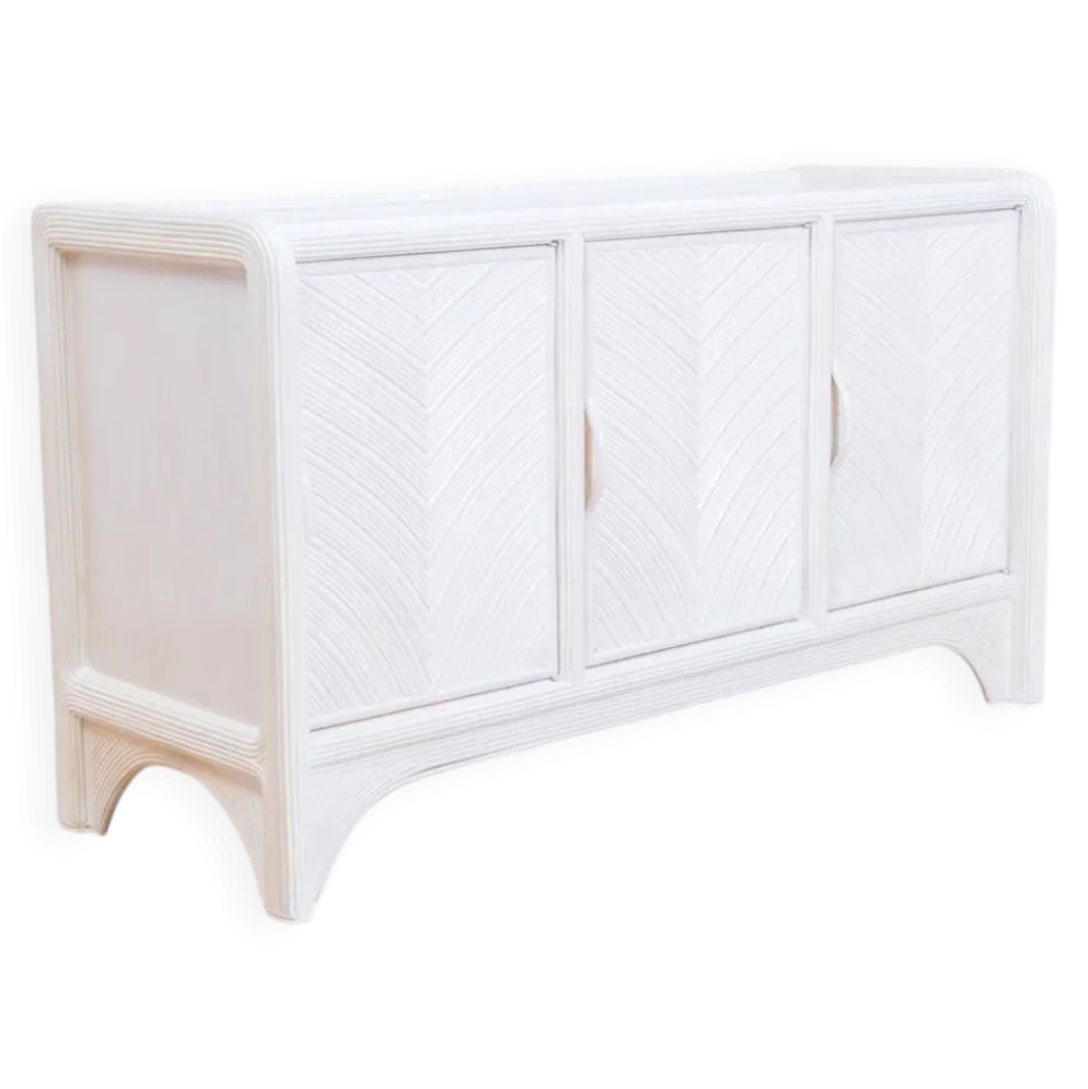 Enfilade Mid-Century Pencil Reed / en rotin, costal design des années 80.