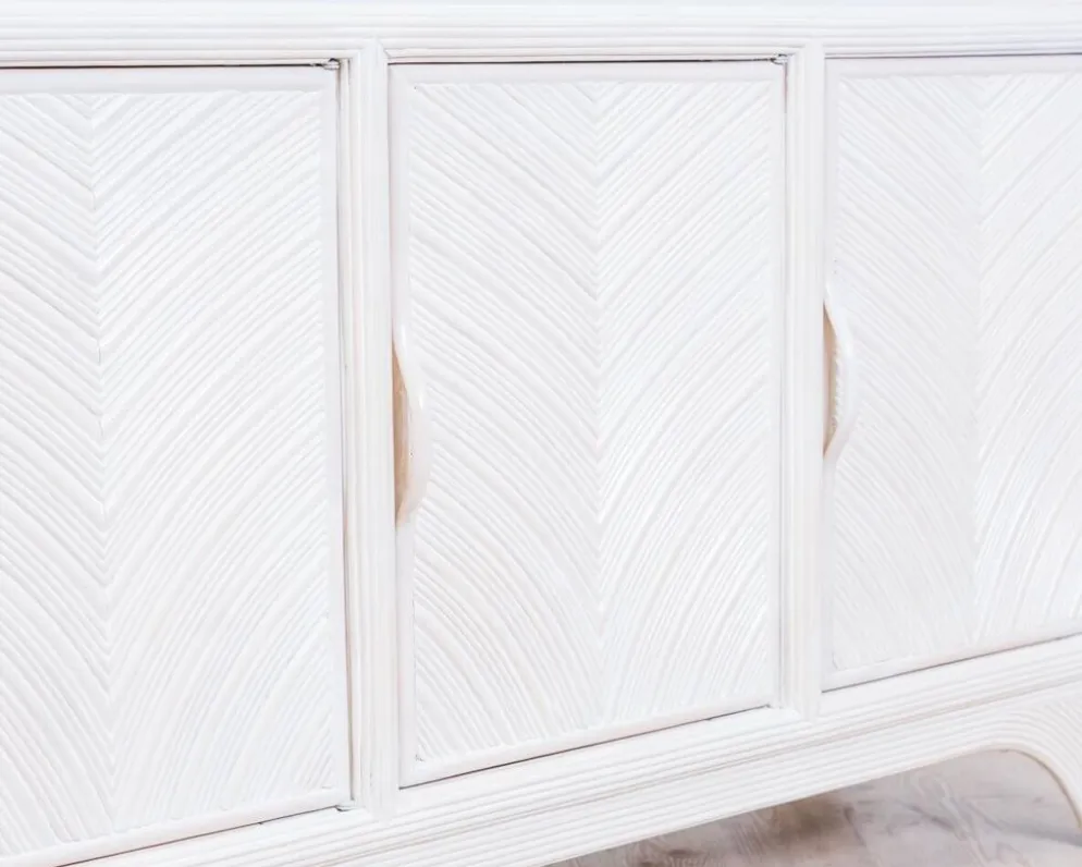 Enfilade Mid-Century Pencil Reed / en rotin, costal design des années 80.