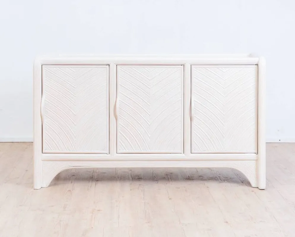 Enfilade Mid-Century Pencil Reed / en rotin, costal design des années 80.