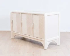 Enfilade Mid-Century Pencil Reed / en rotin, costal design des années 80.