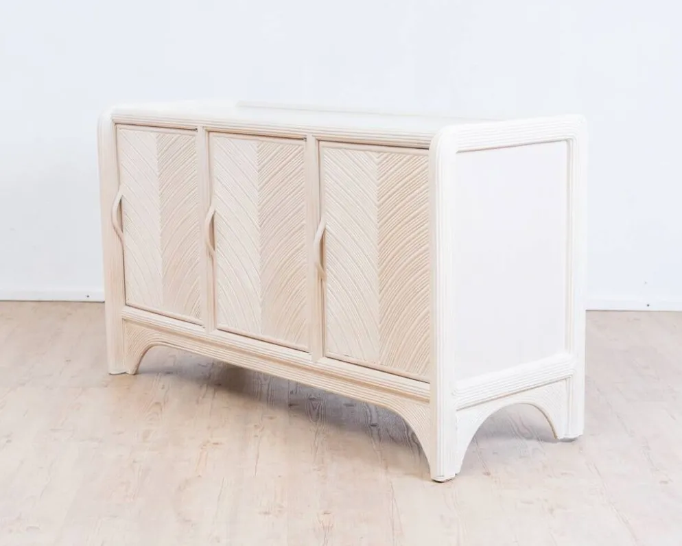 Enfilade Mid-Century Pencil Reed / en rotin, costal design des années 80.