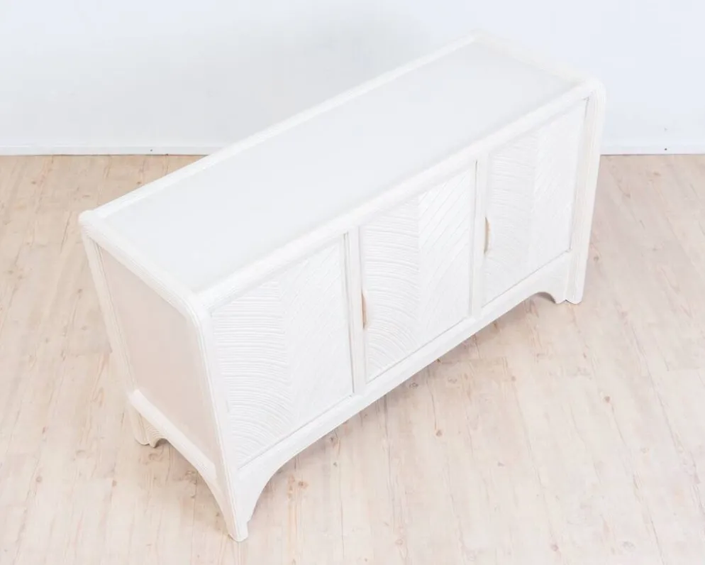 Enfilade Mid-Century Pencil Reed / en rotin, costal design des années 80.