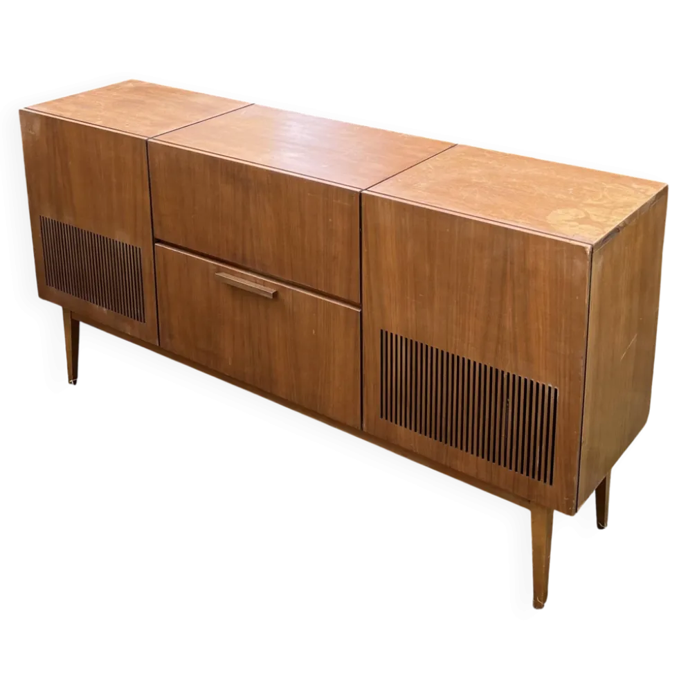 Enfilade mid-century tourne disque / meuble à vinyles