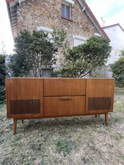 Enfilade mid-century tourne disque / meuble à vinyles