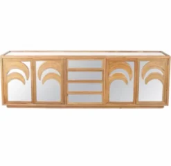 Enfilade « palmes » en rotin et miroirs