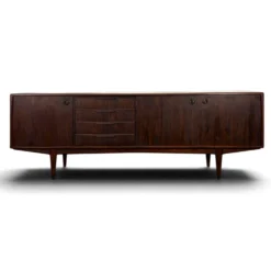 Enfilade scandinave en bois exotique deux portes quatre tiroirs années 60