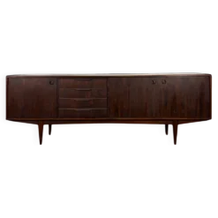 Enfilade scandinave en bois exotique deux portes quatre tiroirs années 60