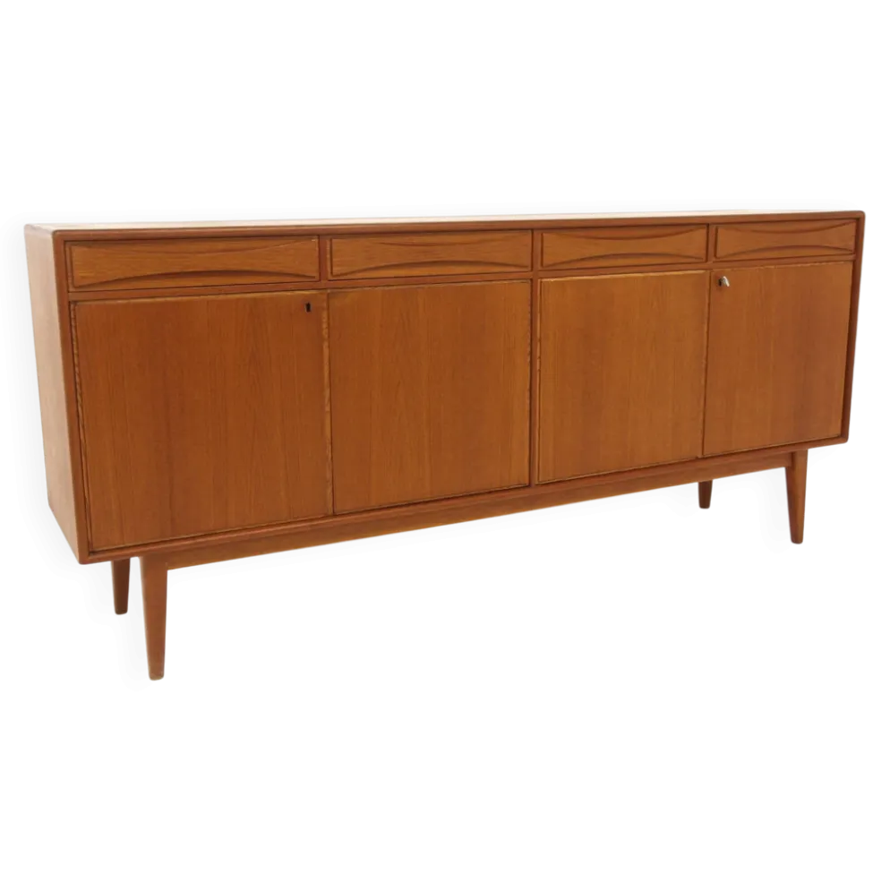 Enfilade scandinave en teck, Möbelfabriken Linden, Horda, Suède, 1960