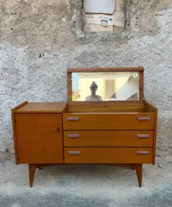 Enfilade scandinave transformable en coiffeuse – Teck – Années 50