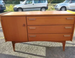Enfilade scandinave transformable en coiffeuse – Teck – Années 50