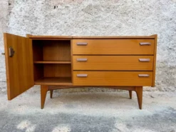 Enfilade scandinave transformable en coiffeuse – Teck – Années 50
