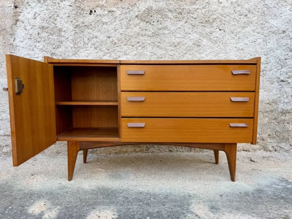 Enfilade scandinave transformable en coiffeuse – Teck – Années 50