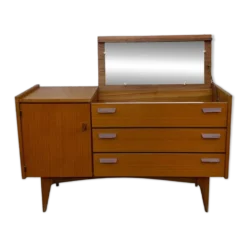 Enfilade scandinave transformable en coiffeuse – Teck – Années 50