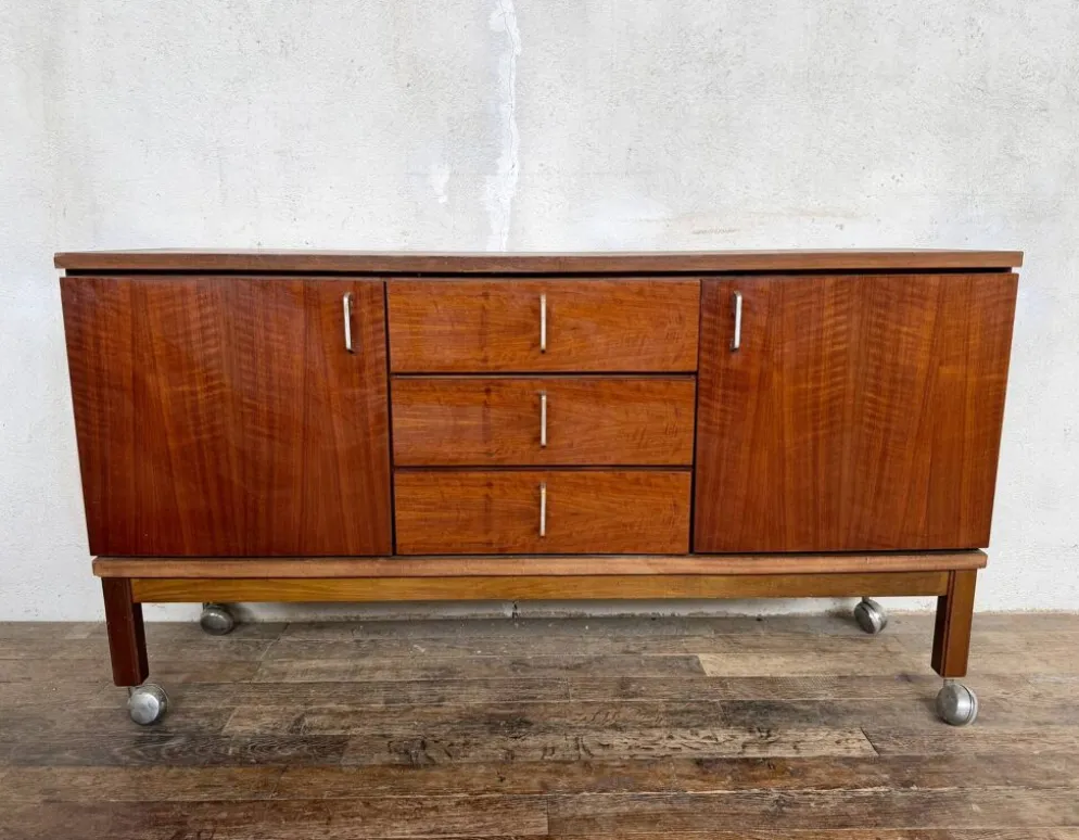 ✨ Enfilade vintage en bois – 3 tiroirs, 2 portes – Mobilier rétro ✨