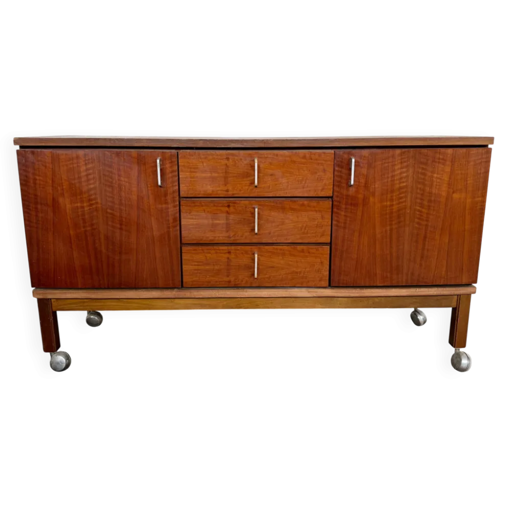 ✨ Enfilade vintage en bois – 3 tiroirs, 2 portes – Mobilier rétro ✨