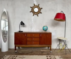 ✨ Enfilade vintage en bois – 3 tiroirs, 2 portes – Mobilier rétro ✨