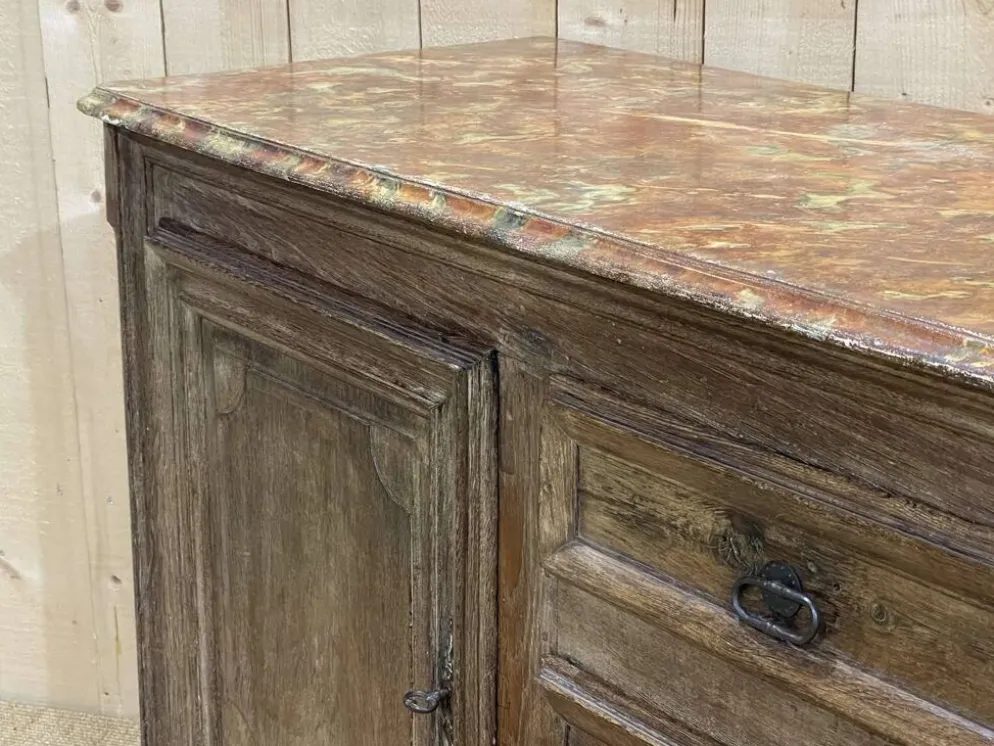 Enfilade XVIIIème en chêne avec dessus peint façon marbre
