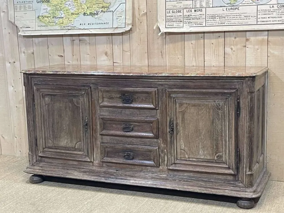 Enfilade XVIIIème en chêne avec dessus peint façon marbre