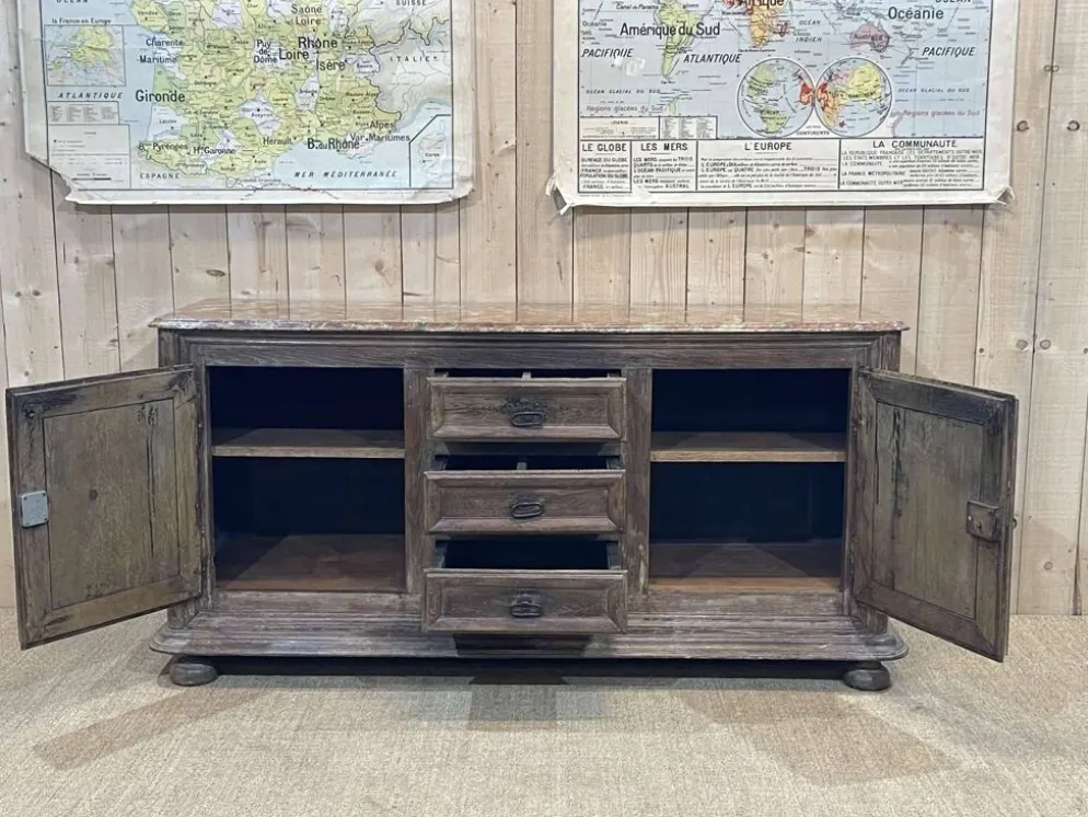 Enfilade XVIIIème en chêne avec dessus peint façon marbre
