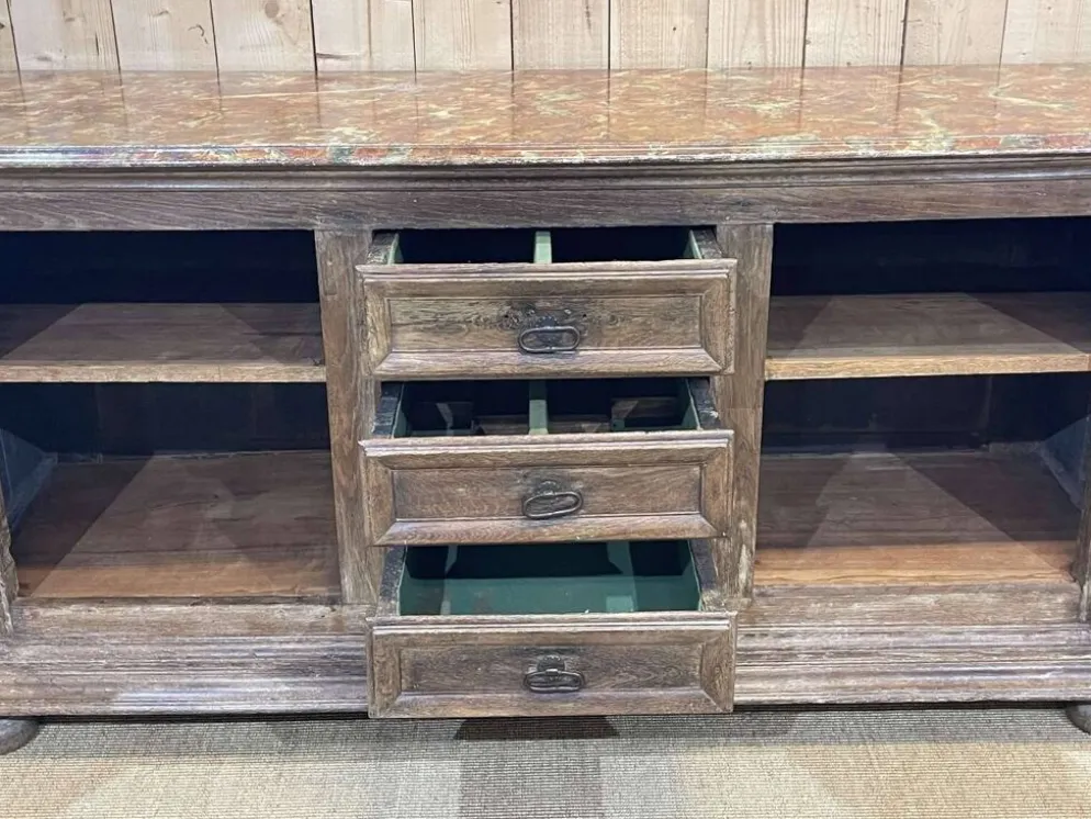 Enfilade XVIIIème en chêne avec dessus peint façon marbre