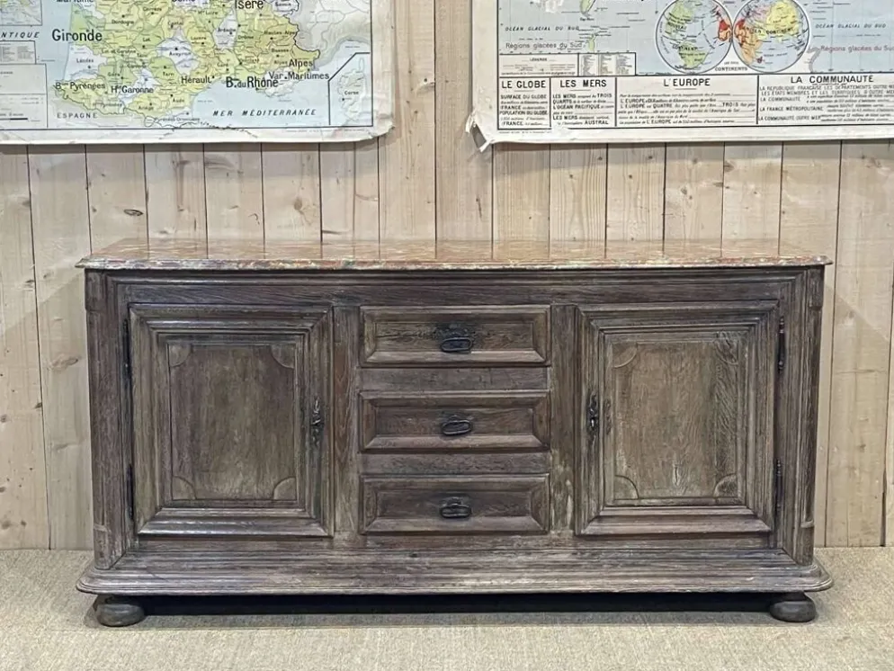 Enfilade XVIIIème en chêne avec dessus peint façon marbre