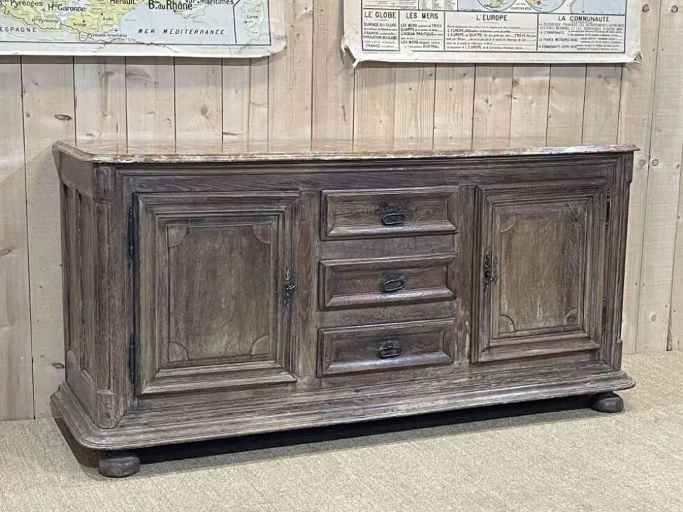 Enfilade XVIIIème en chêne avec dessus peint façon marbre