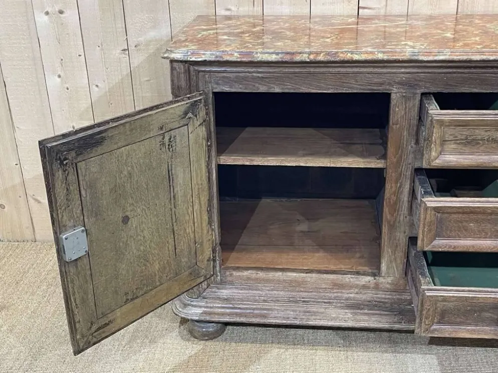 Enfilade XVIIIème en chêne avec dessus peint façon marbre