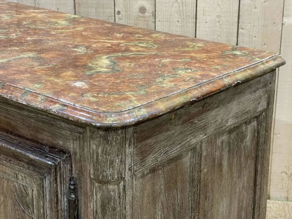 Enfilade XVIIIème en chêne avec dessus peint façon marbre