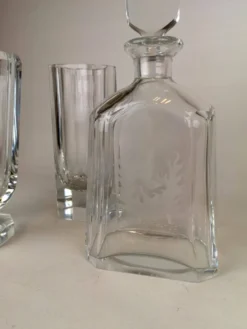 Ensemble Art Déco de 3 pièces en cristal Elis Bergh Kosta, Suède, années 1930